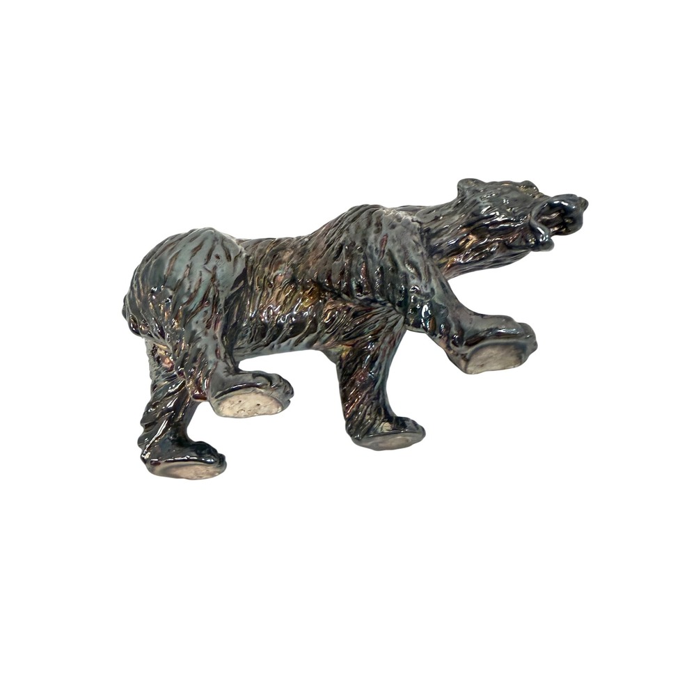 Grizzly Bear Figurine Unisex OS Bronze Iridescent Metallic Ceramic 51/3"